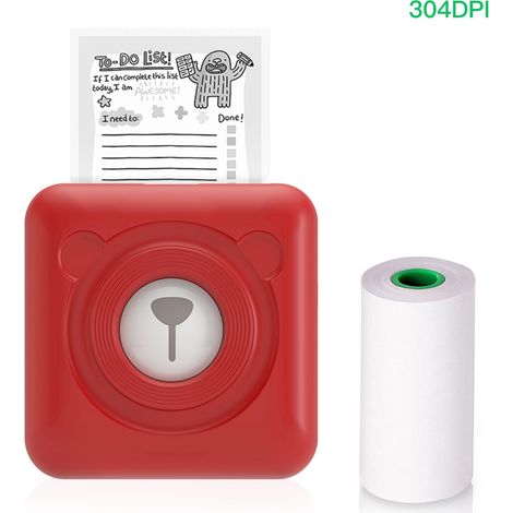 Mini imprimante de poche A6 HD 304 DPI sans fil BT thermique étiquette photo mémo notes journal papier de reçu autocollant instantané fonction AR impression sans encre compatible avec smartphone Andro (1/5)