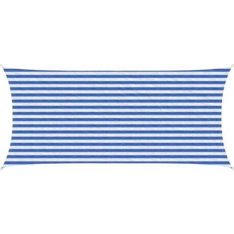Voile d'ombrage bleue et blanche 2 x 5 mètres en PEHD (1/5)