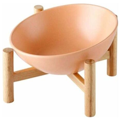 QORVA-Orange Grand Porte-gamelle Surélevée Gamelle incliné pour Chien et Chat Céramique avec Bambou Support en Bois Grand-Fei Yu