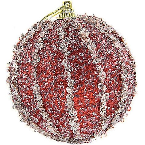 (Paquet individuel) Boule de Noël dorée à suspendre, 8 cm, rouge, pour sapin de Noël - 1 pièce (1/5)