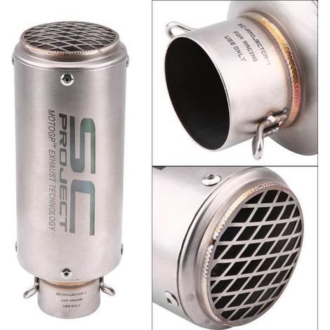 Embout d'échappement universel pour moto argent SC Project (1/4)