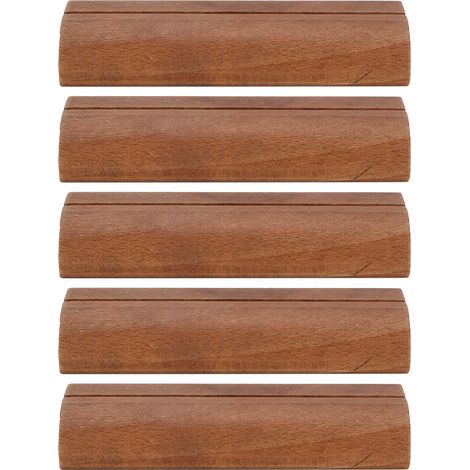 5 Pièces Porte-Cartes de Visite en Bois Support Photo Pince à Notes Bureau Accessoires (Couleur Foncée) (1/5)
