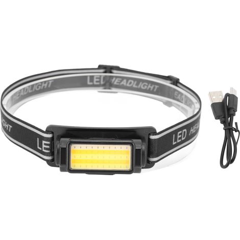 Lampe frontale rechargeable USB étanche et polyvalente, bandeau réglable pour pêche nocturne et cyclisme. (1/5)