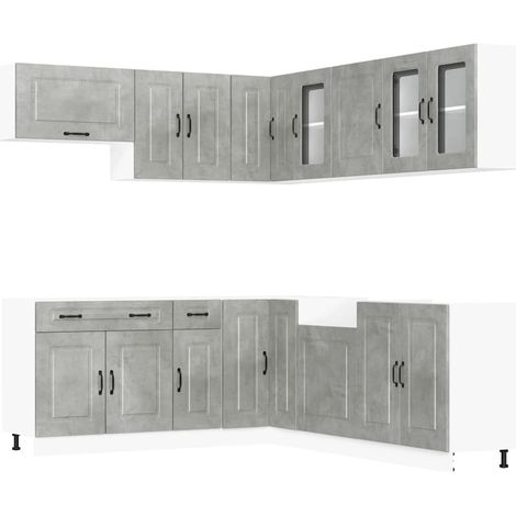 Maison Exclusive - Set Mobili da Cucina 11 pz Kalmar Grigio Cemento in Truciolato