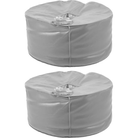 Lot de 2 Pieds de Parasol de Terrasse en PVC Poche D'injection d'eau 2,5 kg, Support Renforcé Argenté pour Parasol de Plage et Pelouses (1/5)