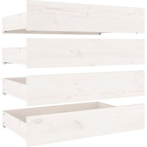 4 Stück Bett-Organizer Weiß Massivholz Kiefer (1/3)