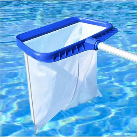 MINKUROW Attrezzo per la pulizia del rastrello per foglie da nuoto per impieghi gravosi, Sezioni di lucidatura in alluminio telescopico Rete per piscina media fine in nylon Pulizia degli attrezzi per (1/2)