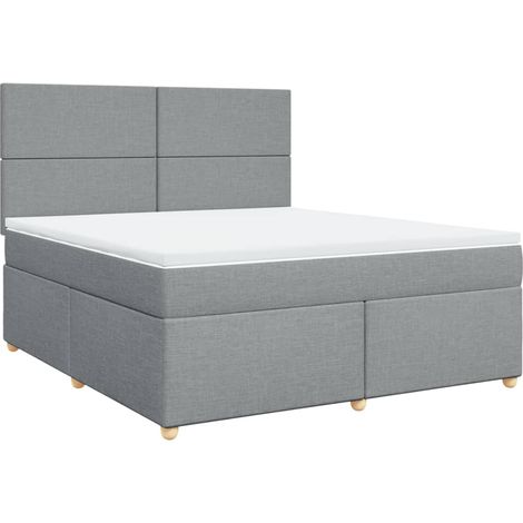 Maison Exclusive - Sommier à lattes de lit avec matelas Gris clair 180x200cm Tissu (1/5)