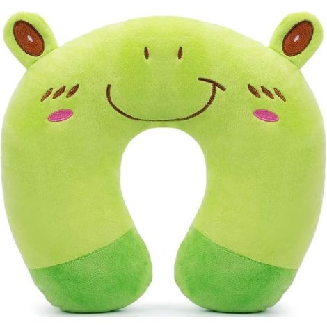 Coussin nuque enfant motif grenouille forme U doux, repos cou voiture/avion, 1 pièce
