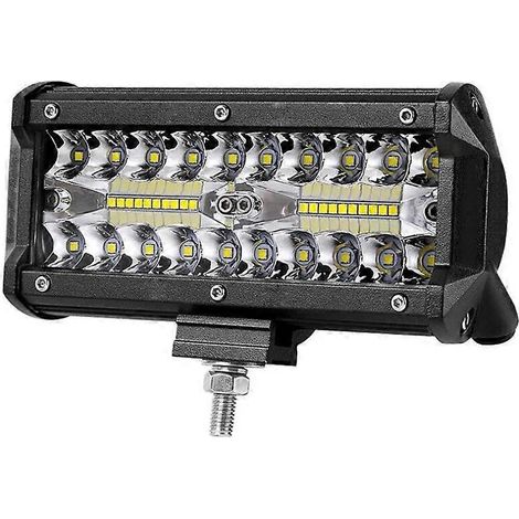 Barre lumineuse LED 120 W 7 pouces pour voiture, quad, VTT, projecteur à faisceau large, feux antibrouillard LED combinés pour SUV, camions et véhicules tout-terrain (1 pièce, 120 W). (1/5)