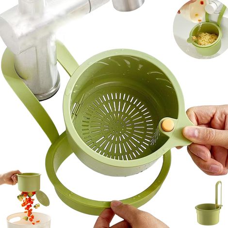 Panier filtre suspendu pour robinet 2026 - Crépine d'évier autonettoyante à pression, récupérateur de déchets d'angle pour résidus alimentaires, vert (1/5)