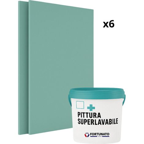 Set 6 idrolastre cartongesso h2 ba13 1200x2000 pittura superlavabile 2,5 l (1/5)