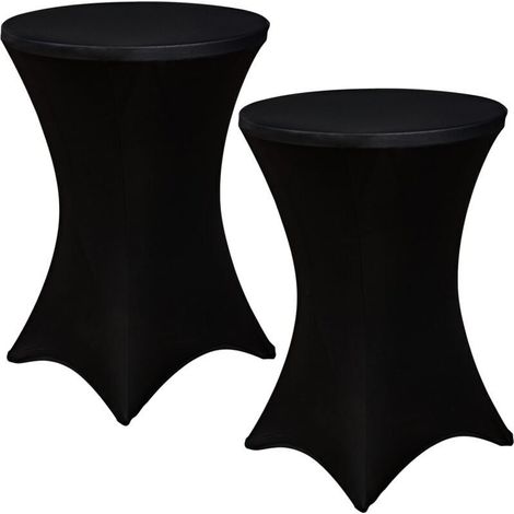 Crezuo 2-teilige Cocktailtischdecke aus Stretch-Spandex, 61 x 109 cm, Tischdecke, Hochzeit, Party (Schwarz, 61 x 109 cm)