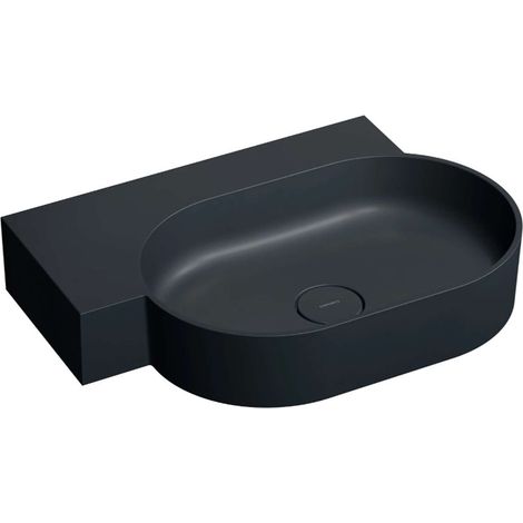 OMNIRES Ovo M+ - Waschbecken 65 x 45 cm, ohne Überlauf, ohne Armaturenloch, links, schwarz matt OVO645UWLBLV (1/5)