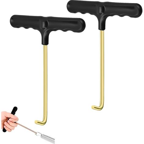 Trampoline Spring Hook, 2 Pieces Trampoline Spring Traction Tools, T Hook Trampoline, T Spring Hook, Trampoline Accessory, for Tent Traction Tool (1/5)