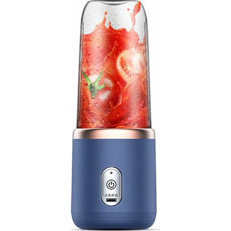 Blender Portable Rechargeable USB Bleu, 6 Lames en Acier Inoxydable, Gobelet avec Couvercle pour Jus et Smoothies (1/5)