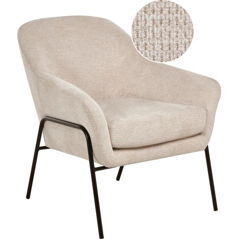 Sillón auxiliar decorativo tapizado con estructura metálica asiento moderno beige Veddige (1/5)