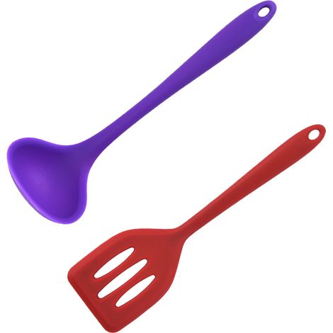 Ustensiles De Cuisine En Silicone Antiadhésif - Résistant À La Chaleur Pour Casseroles Et Poêles - Set De 2 Pièces (1/5)