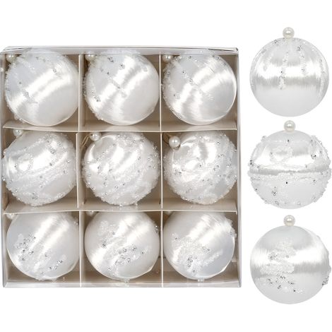 Set di palline bianche per l'albero di Natale StarryLights: eleganti decorazioni natalizie (1/5)