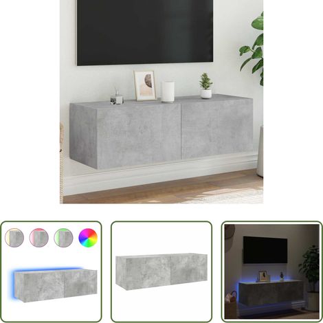 LED-Leuchten - TV-Wandschrank mit LED-Leuchten Betongrau 100x35x31 cm (1/5)