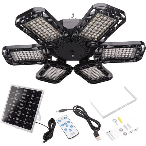 Ortviai Applique Solaire avec Capteur de Mouvement, Éclairage Extérieur à LED 10 W, Télécommande et Panneau Solaire Inclus (1/5)
