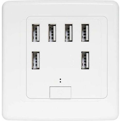 prise murale universelle USB, 6 ports intégrés, panneau de charge 220V 4A, charge rapide (1/4)