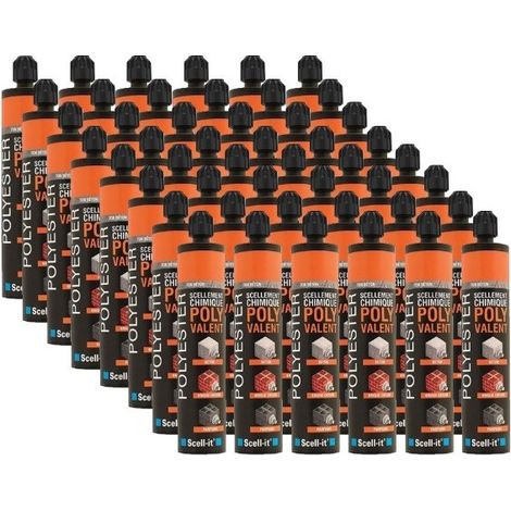 Scell-It – Kit de scellement chimique 300ml – Pour béton armé et maçonnerie – Lot de 12 cartouches – Résine polyester haute performance