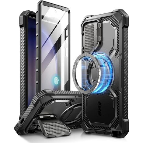 Coque Galaxy S24 Ultra avec protection caméra, MagSafe, béquille, noir (1/5)