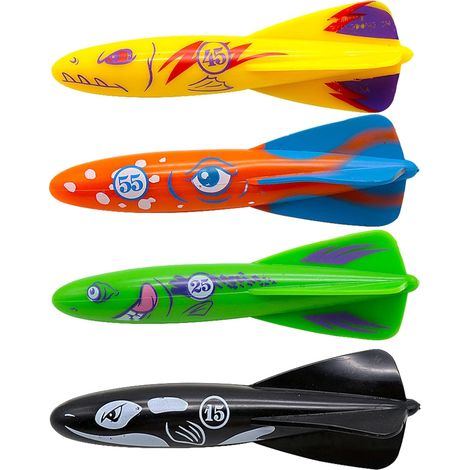 4 pièces Jouets de Piscine Enfant,Jouets de Plongée Fusée Amusants,Jeu Piscine Enfant Extérieur L'été,pour Divertissements Entrainement sous - Marin Plongée Natation Garçon Fille 7-12 Ans (1/3)