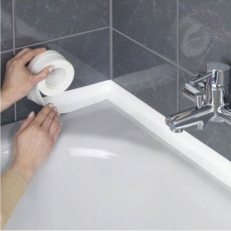 ZC SHOP-STORY - Rouleau de Joints Adhésifs Cuisine et Salle de Bain Épaisseur 3.8cm Longueur 3.2m Blanc (1/4)
