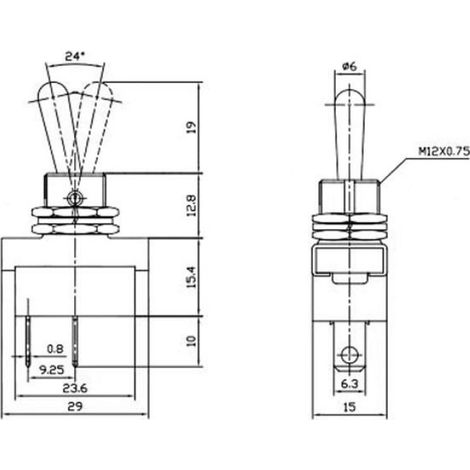 KN3(D)-101 Interrupteur à bascule marche/arrêt 12V 25A 2 positions 2 broches étanche avec couvercle en caoutchouc (2 pièces) (1/3)