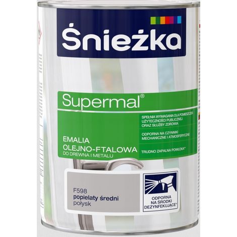 Śnieżka Supermal Öl-Phtal-Email Holz Metall Asche glänzend 0,8 l