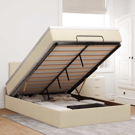 Estructura de cama otomana con colchón tela crema 120x200 cm vidaXL (1/5)