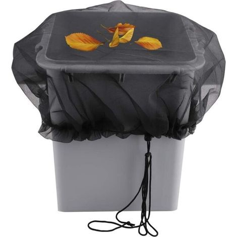 Housse en maille pour baril de pluie de 95 cm (37,5 po) - Résistante, anti-débris, cordon de serrage réglable pour un ajustement facile (noir - 2 pièces, 37,5 po) (1/3)