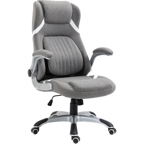 Fauteuil de Bureau Inclinable en Tissu Respirant et Acier, Hauteur Réglable, 68x76x109-117 cm