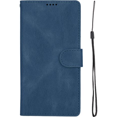 Coque aimantée iPhone 13 - Portefeuille en cuir PU classique avec étui à cartes, fermeture magnétique, coque flip, couleur bleue (1/5)