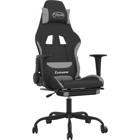 Maison Exclusive - Chaise de jeu avec repose-pied Noir et gris clair Tissu