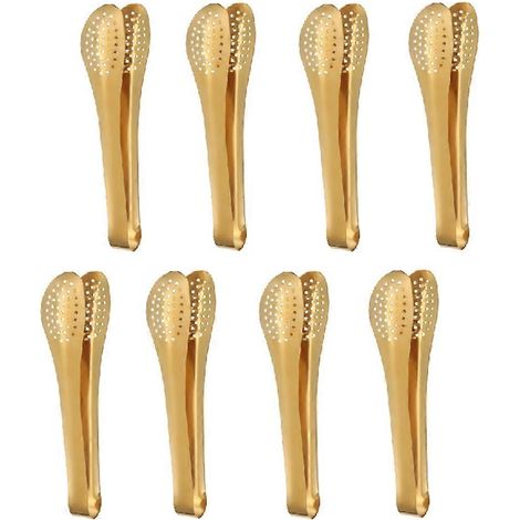 Petites pinces de service en acier inoxydable, mini-pinces de service, pinces pour barbecue d'extérieur, idéales pour les amuse-gueules, les goûters et les desserts. (1/5)