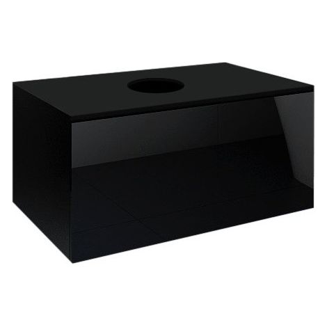 Mobile sottolavabo sospeso collezione OWL, colore nero opaco e nero lucido, ideale per un bagno di design.