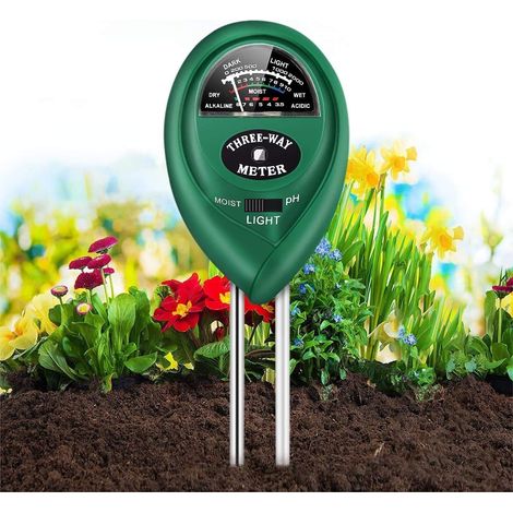 Testeur de sol 3 en 1 : mesure l’acidité/le pH du sol, l’humidité et l’intensité lumineuse. Idéal pour le jardin, la pelouse et la ferme. (1/5)