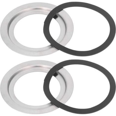 Set of 2 steel waste outlet adapters with anti-slip seals, replacement sink reducer for kitchen drainage systems, easy installation, waste outlet adapter (1/4)