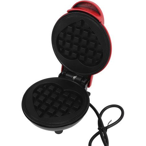 Gaufrier rond rouge en alliage d'aluminium avec revêtement antiadhésif pour le petit-déjeuner et les sandwichs (prise européenne 220 V). (1/5)