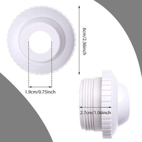 Confezione da 2 ugelli per piscina, getto di ingresso a flusso direzionale da 19 mm, getto di ritorno per piscina, parti di ricambio, raccordi per spa con filettatura MIP da 1,5\ (1/3)