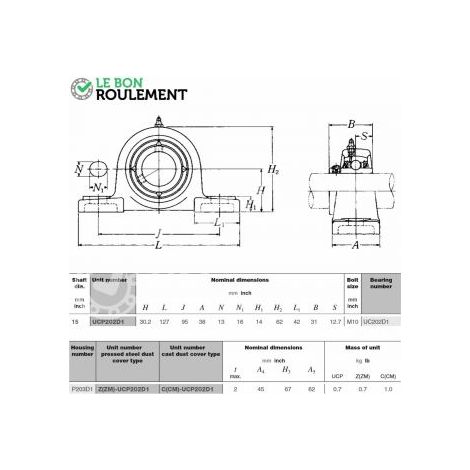 Palier fonte UCP202-NSK