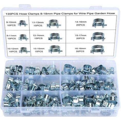 Lot de 135 colliers de serrage pour tuyau de carburant - 8-18 mm - En silicone galvanisé (1/4)