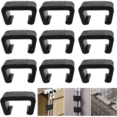 Clips fixation meubles en rotin 4,3 cm (lot de 10) pour canapé extérieur, terrasse, chaise bistrot, fixation siège jardin, accessoire réparation mobilier résine tressée (1/5)