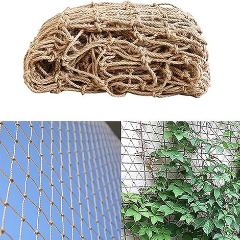 Pflanzenstütznetz, 2 x 5 m, 10 cm Maschenweite, umweltfreundlich, biologisch abbaubar, natürliche kompostierbare Jute, natürliches Gartennetz für Erbsen und Bohnen zum Klettern, Tomaten