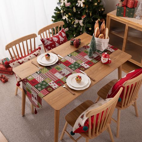 Christmas tablecloth, Christmas table runner, Christmas flower bell table runner and bedside flag 180 × 35 cm (1/4)