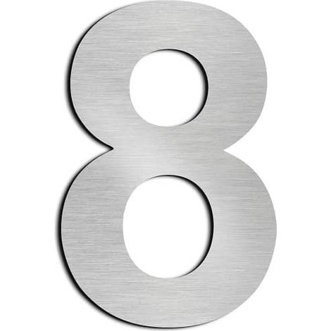 Numero 8 adhesivo en acero inoxidable 7.5 cm  Gris (1/2)