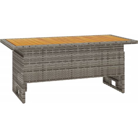 vidaXL Tavolo Giardino Grigio 100x50x43/63 Massello Acacia Polyrattan